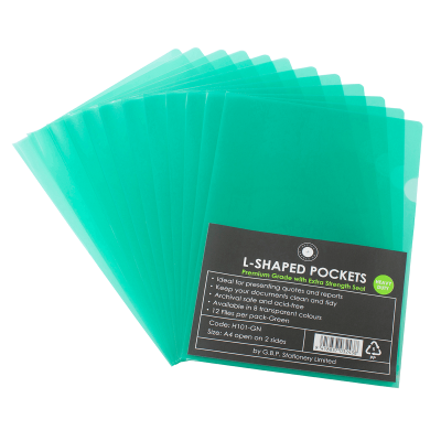 121722_L Shape Pockets Office Supply Co Green Translucent A4 Pack of 12.png