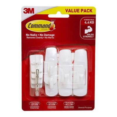 Set X 2 Ganchos Command 17068Es-Blanco Con Plateado - Home Sentry