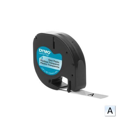 Labelling Tape Dymo LetraTag 16952 Black on Clear 12mm x 4m