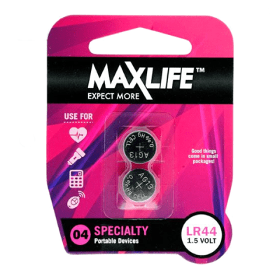 Maxlife LR44 Alkaline Button Cell Batteries Pack of 2 | Kiwi Office