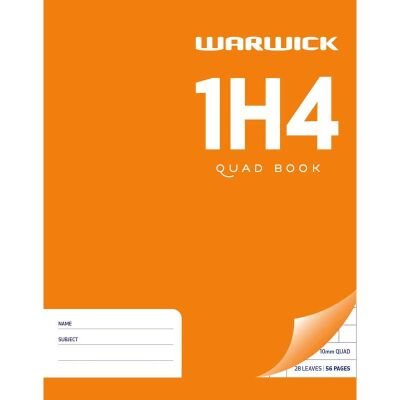 1H4 Exercise Book Warwick Orange Quad 10mm 180x230mm 28 Leaf | Kiwi Office