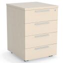 Mobile Drawer Unit 4 Drawer Cubit Nordic Maple Lockable 670mm X