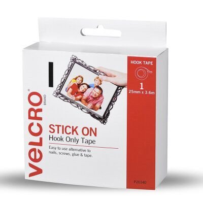 Hook Only Strips Velcro White 25mm x 3.6m Pack