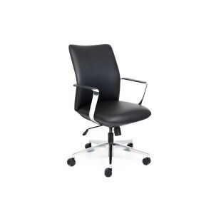 Office Chair Director Mid Back Black Leather - CSXpress